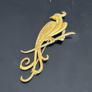 Vintage Miriam Haskell Phoenix Gilded Gold Pin Brooch